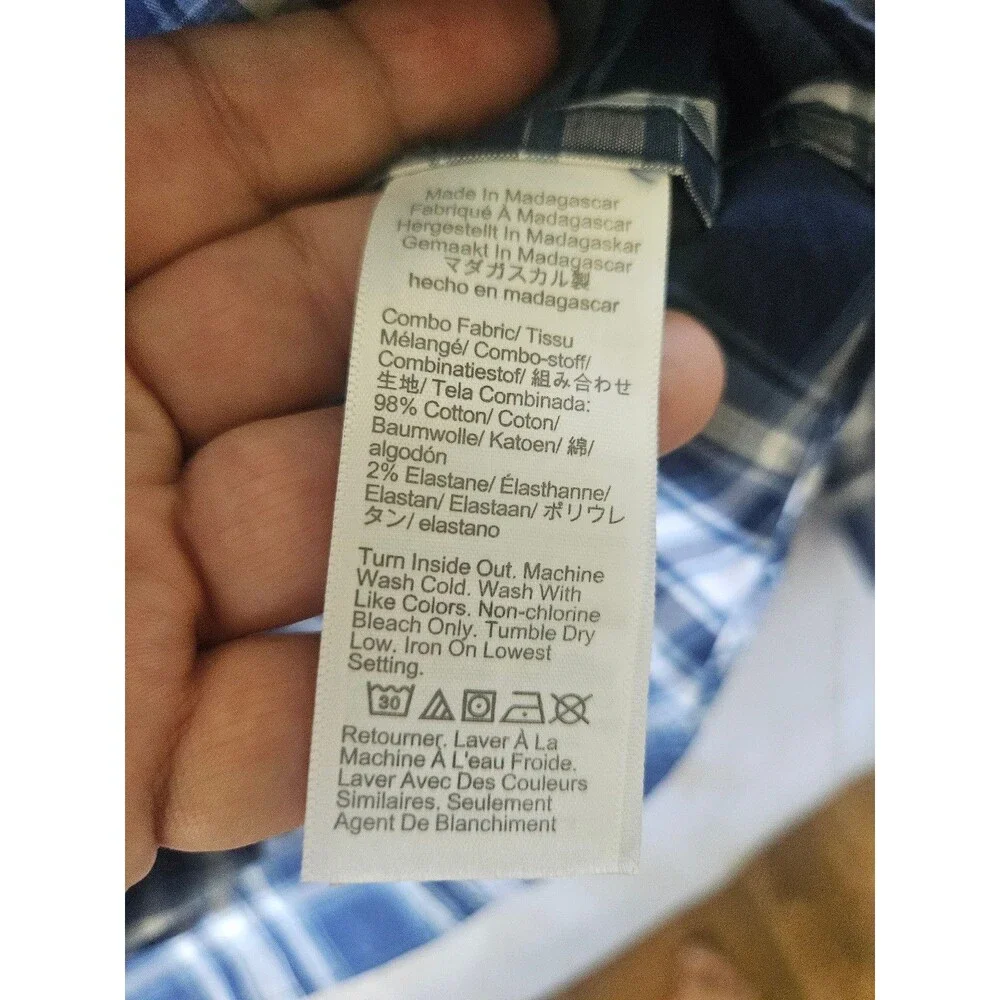 J.Crew Factory Flex Washed Blue Plaid Button Down Shirt Men’s Medium NWT